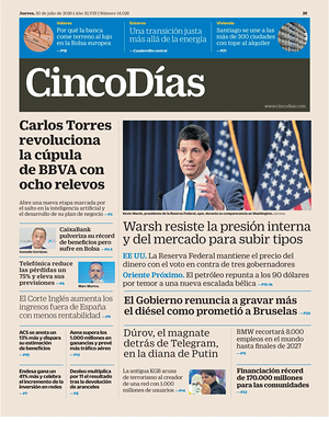 Prima pagina Cinco Días di oggi - Quotidiano finanza