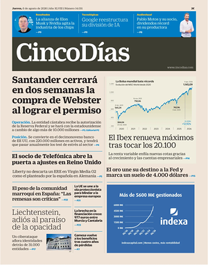 Prima pagina Cinco Días di oggi - Quotidiano finanza