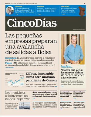 Prima pagina Cinco Días di oggi - Quotidiano finanza