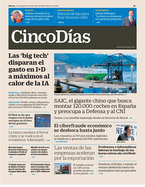 Prima pagina Cinco Días di oggi - Quotidiano finanza