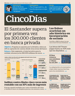 Prima pagina Cinco Días di oggi - Quotidiano finanza
