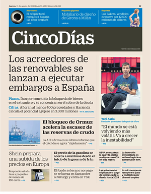 Prima pagina Cinco Días di oggi - Quotidiano finanza