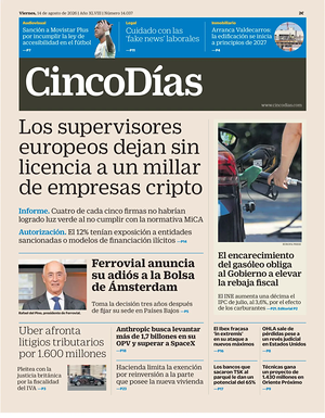 Prima pagina Cinco Días di oggi - Quotidiano finanza