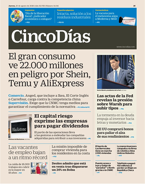 Prima pagina Cinco Días di oggi - Quotidiano finanza