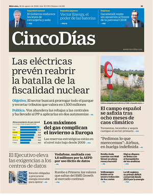 Prima pagina Cinco Días di oggi - Quotidiano finanza