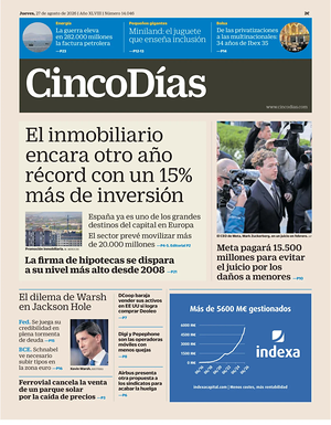 Prima pagina Cinco Días di oggi - Quotidiano finanza