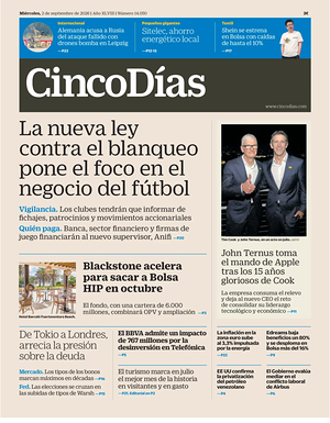 Prima pagina Cinco Días di oggi - Quotidiano finanza