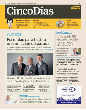 Prima pagina Cinco Días di oggi - Quotidiano finanza