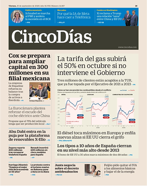Prima pagina Cinco Días di oggi - Quotidiano finanza