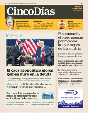 Prima pagina Cinco Días di oggi - Quotidiano finanza