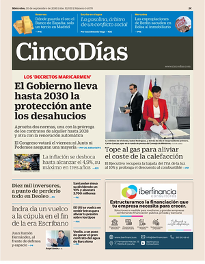 Prima pagina Cinco Días di oggi - Quotidiano finanza