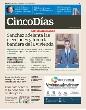 Prima pagina Cinco Días di oggi - Quotidiano finanza