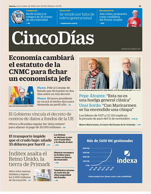 Prima pagina Cinco Días di oggi - Quotidiano finanza