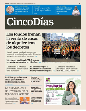 Prima pagina Cinco Días di oggi - Quotidiano finanza