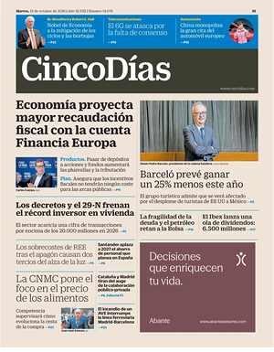 Prima pagina Cinco Días di oggi - Quotidiano finanza