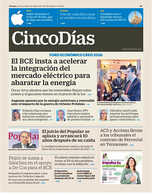 Prima pagina Cinco Días di oggi - Quotidiano finanza