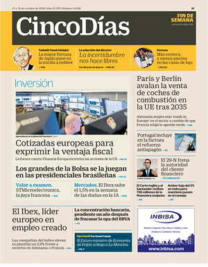 Prima pagina Cinco Días di oggi - Quotidiano finanza