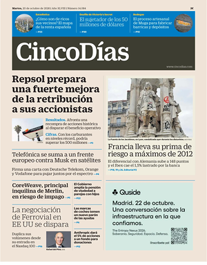 Prima pagina Cinco Días di oggi - Quotidiano finanza