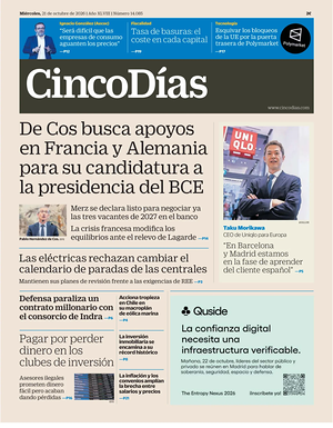 Prima pagina Cinco Días di oggi - Quotidiano finanza