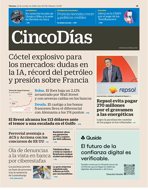 Prima pagina Cinco Días di oggi - Quotidiano finanza