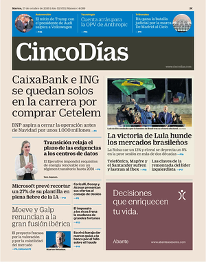 Prima pagina Cinco Días di oggi - Quotidiano finanza