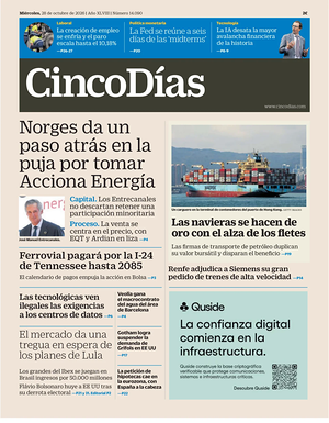 Prima pagina Cinco Días di oggi - Quotidiano finanza