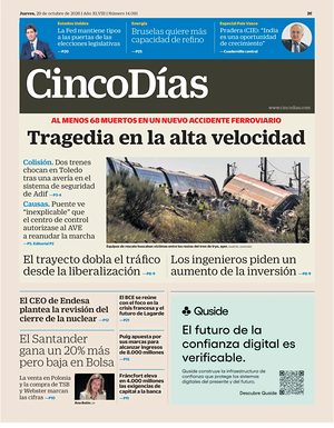 Prima pagina Cinco Días di oggi - Quotidiano finanza