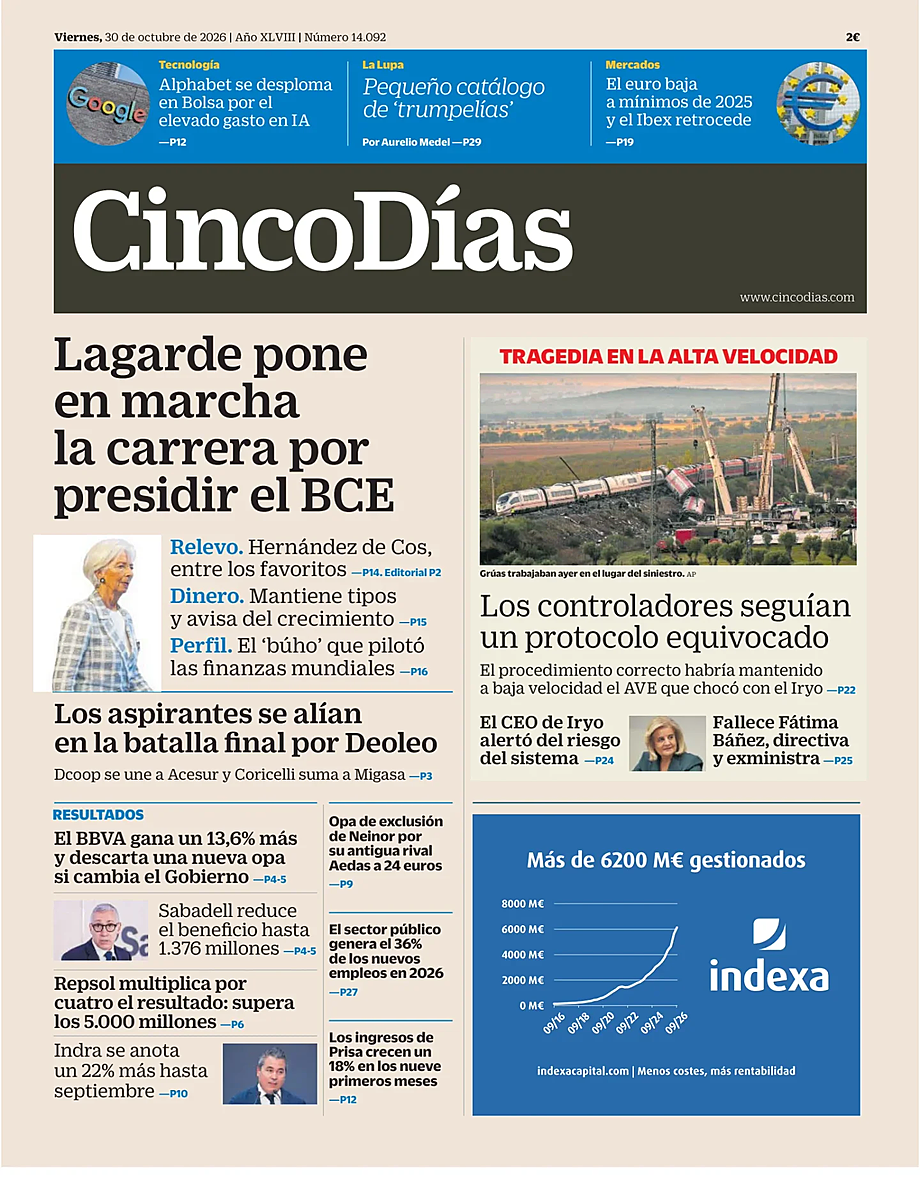 Portada Cinco Días de hoy - Quiosco 30 octubre 2026