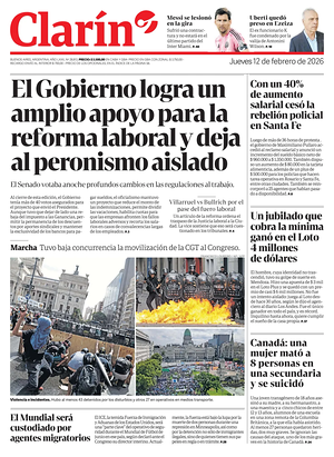 Prima pagina Clarín di oggi - Quotidiano estero