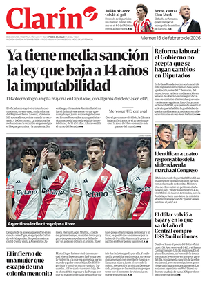 Prima pagina Clarín di oggi - Quotidiano estero
