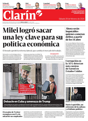 Prima pagina Clarín di oggi - Quotidiano estero