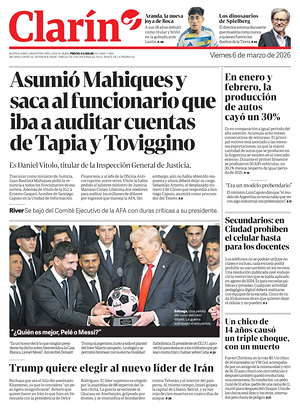 Prima pagina Clarín di oggi - Quotidiano estero