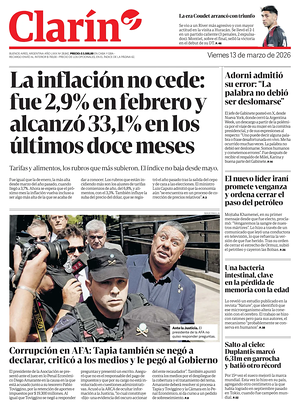 Prima pagina Clarín di oggi - Quotidiano estero