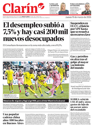 Prima pagina Clarín di oggi - Quotidiano estero
