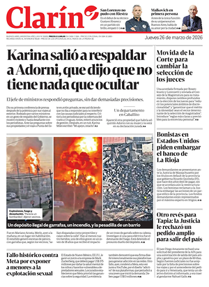Prima pagina Clarín di oggi - Quotidiano estero