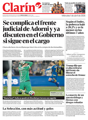 Prima pagina Clarín di oggi - Quotidiano estero