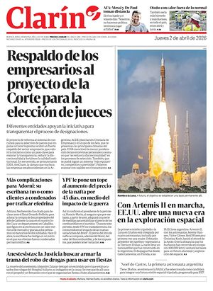 Prima pagina Clarín di oggi - Quotidiano estero