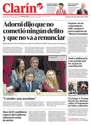 Prima pagina Clarín di oggi - Quotidiano estero