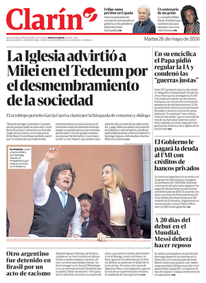 Prima pagina Clarín di oggi - Quotidiano estero