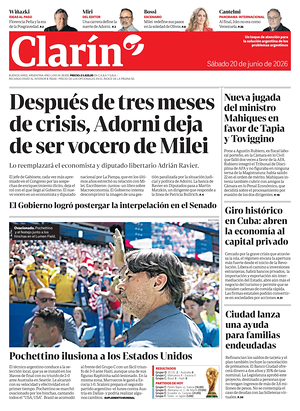 Prima pagina Clarín di oggi - Quotidiano estero
