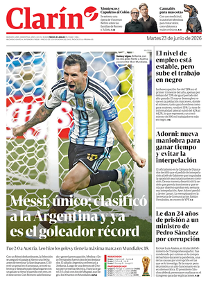 Prima pagina Clarín di oggi - Quotidiano estero