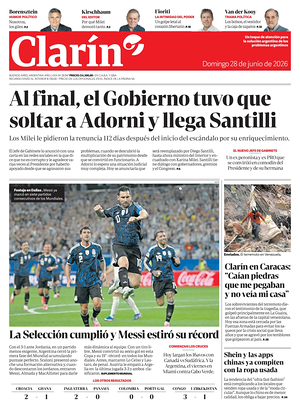 Prima pagina Clarín di oggi - Quotidiano estero