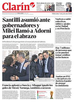 Prima pagina Clarín di oggi - Quotidiano estero