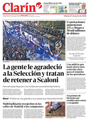 Prima pagina Clarín di oggi - Quotidiano estero