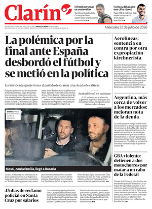 Prima pagina Clarín di oggi - Quotidiano estero