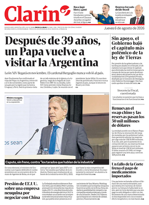 Prima pagina Clarín di oggi - Quotidiano estero