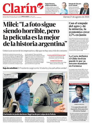 Prima pagina Clarín di oggi - Quotidiano estero