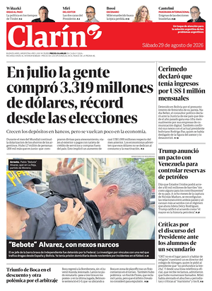 Prima pagina Clarín di oggi - Quotidiano estero