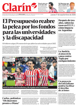 Prima pagina Clarín di oggi - Quotidiano estero