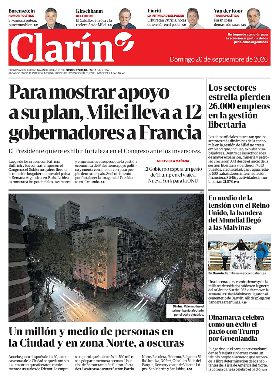 Tapa de Clarín de hoy